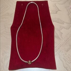 Pandora 925 Silver Snake Chain Necklace with 14K solid yellow Gold Bead